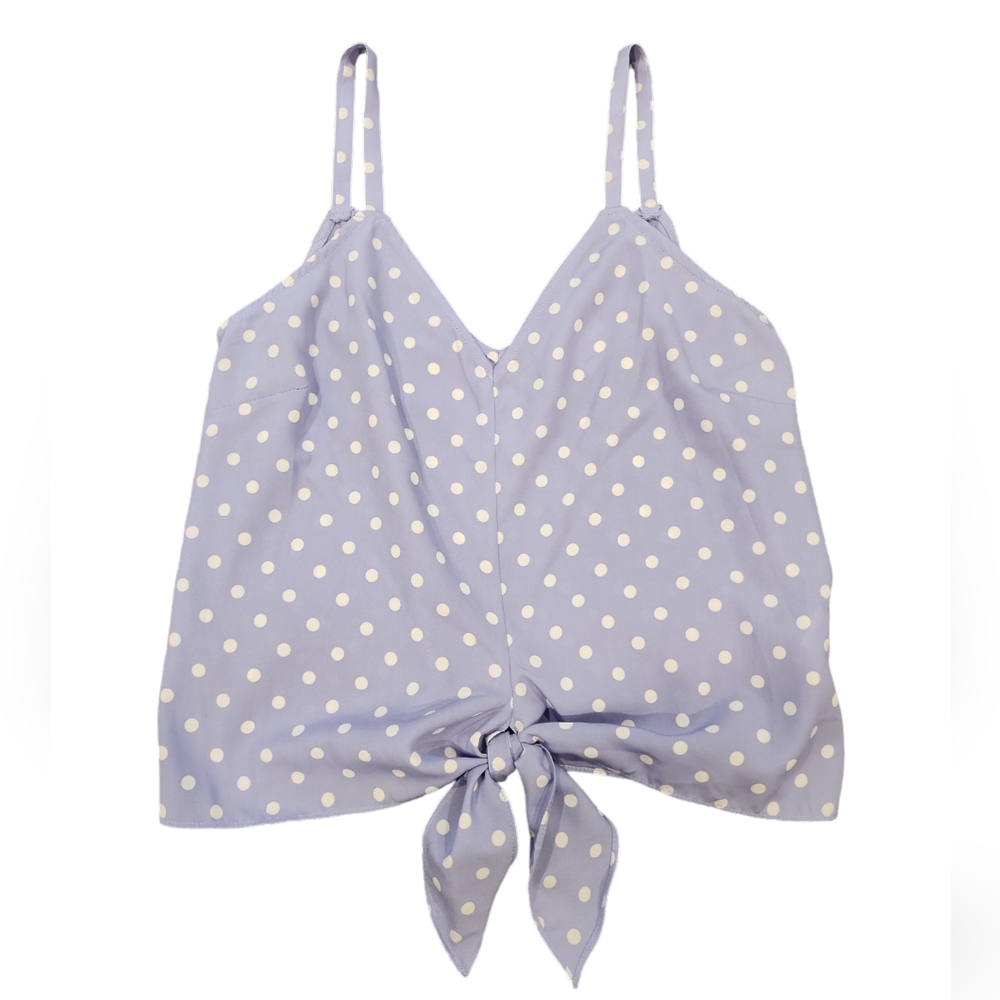 Vixbe brand front tye sleeveless polka dot blouse